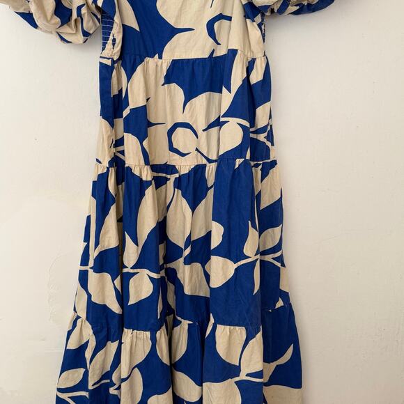 Meadow Rhode Cottagecore Dress Size XL Blue Floral Puff Sleeve Maxi Cotton - Picture 9 of 12